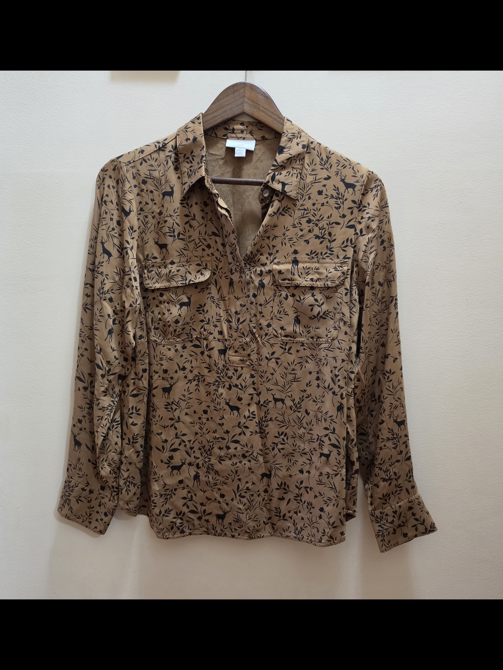 J. Jill Woodland Blouse Small Petite Like New Condition Deer Print